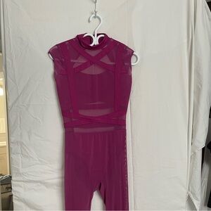 Weissman Pink Jumpsuit with High Neckline